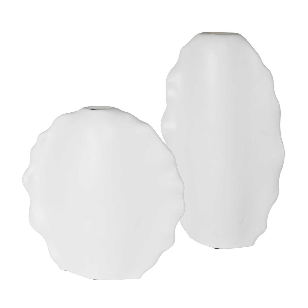 Modern European furniture - White Ceramic Indoor/Outdoor Vases (2) - www.oroa.com