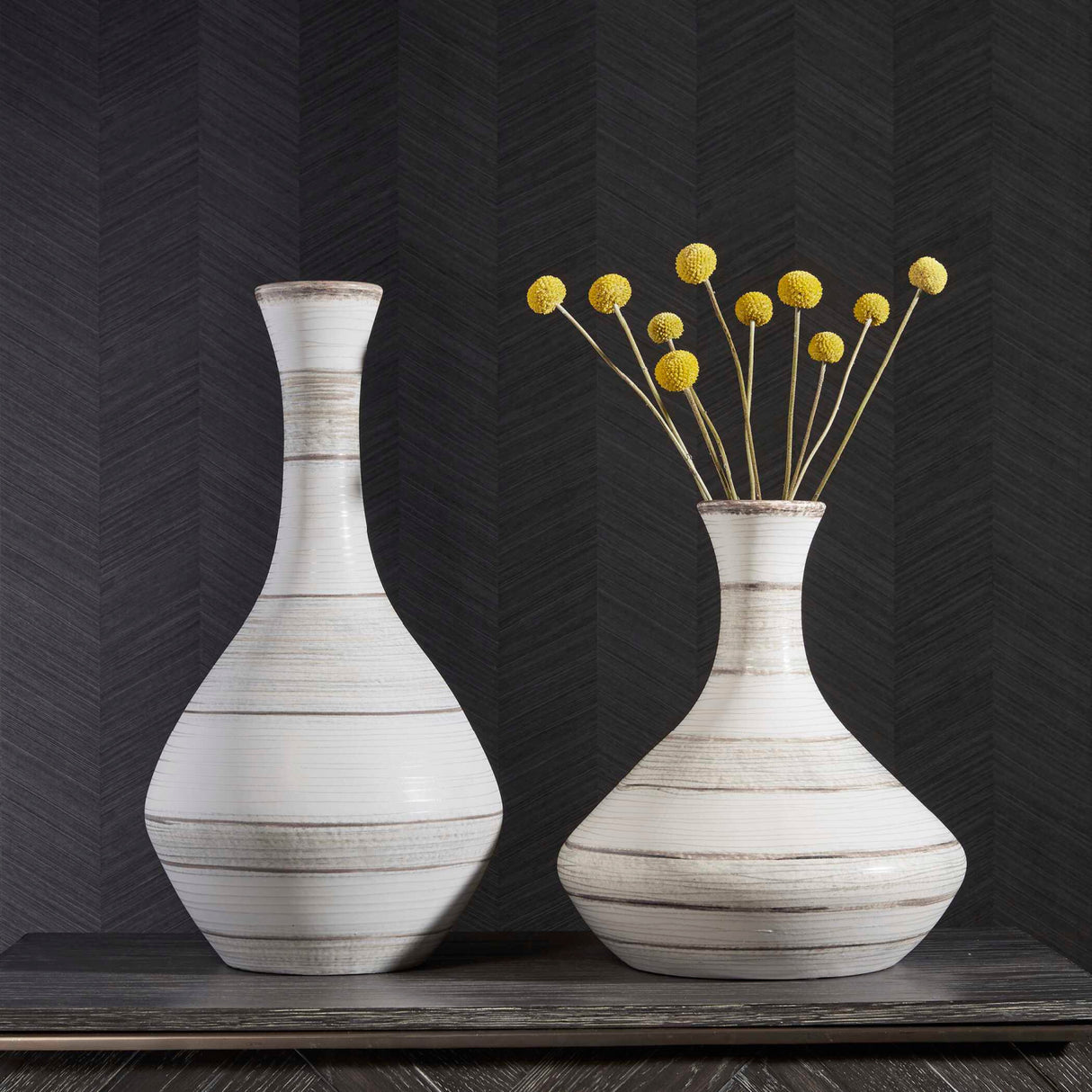Modern European furniture - Striped Ceramic Indoor/Outdoor Vases (2) - www.oroa.com