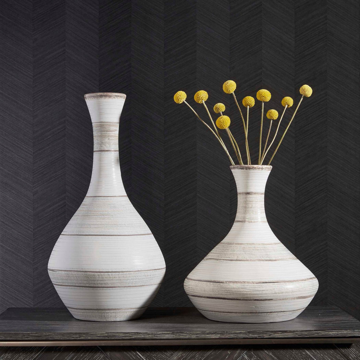 Modern European furniture - Striped Ceramic Indoor/Outdoor Vases (2) - www.oroa.com
