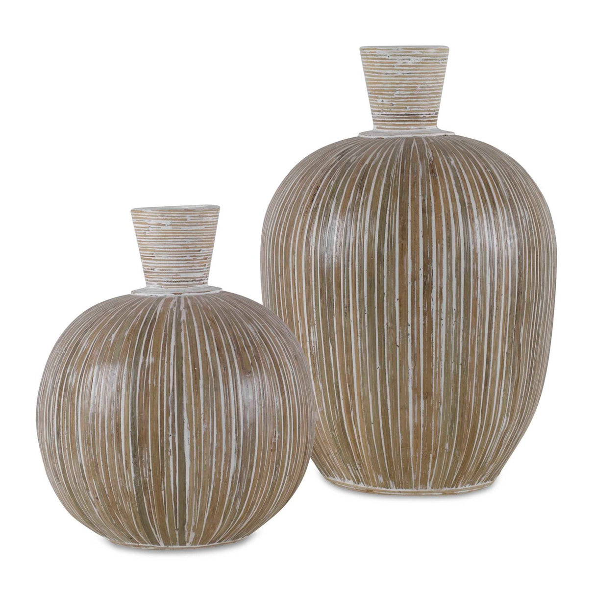 Modern European furniture - Terracotta Striped Vases (2) - www.oroa.com