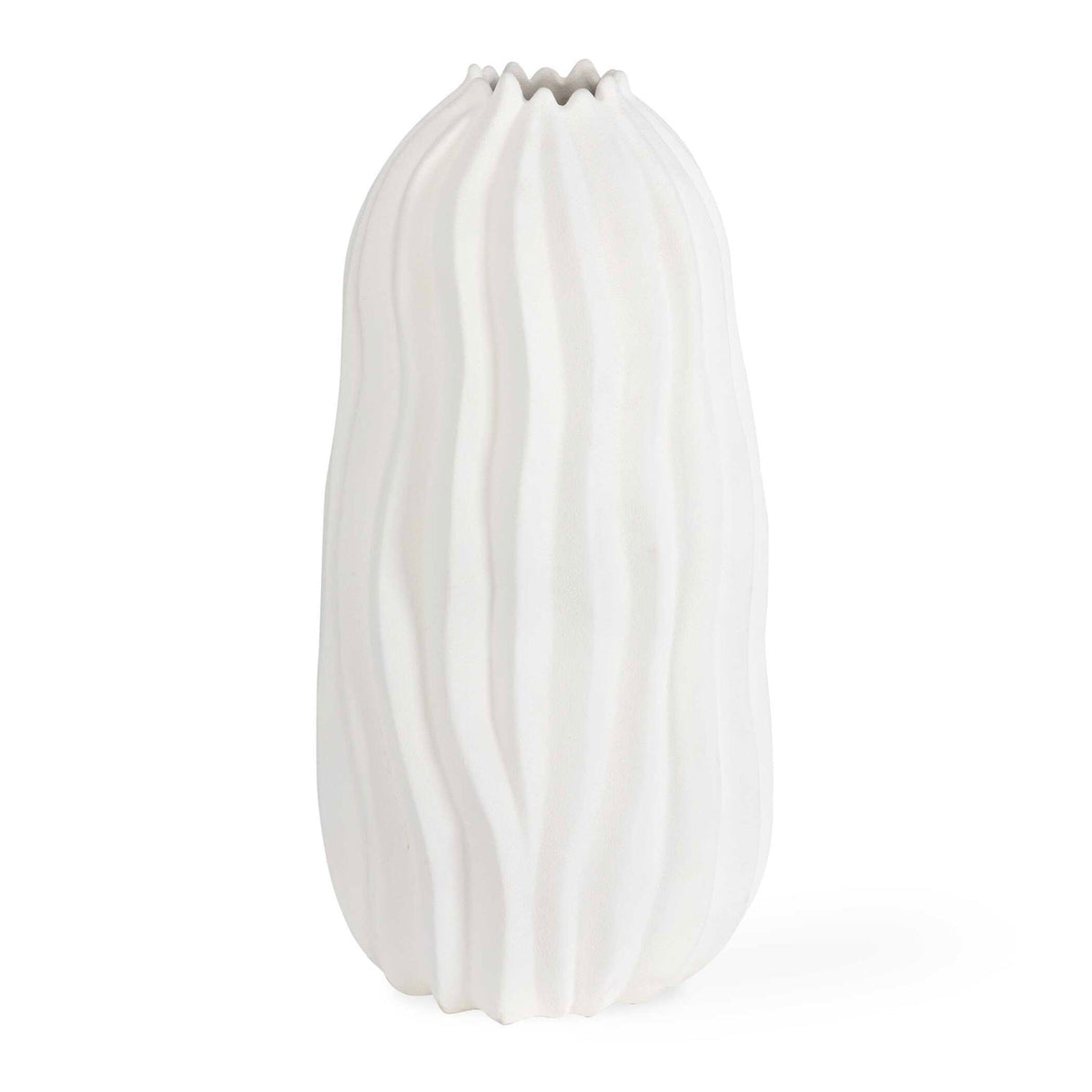 Modern European furniture - Wavy-Fluted Ceramic Indoor/Outdoor Vase - www.oroa.com
