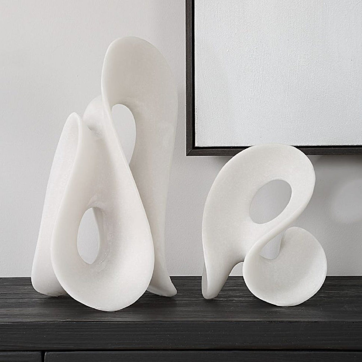 White Stone Indoor/Outdoor Sculptures (2) | Uttermost Silent Wave - www.oroa.com