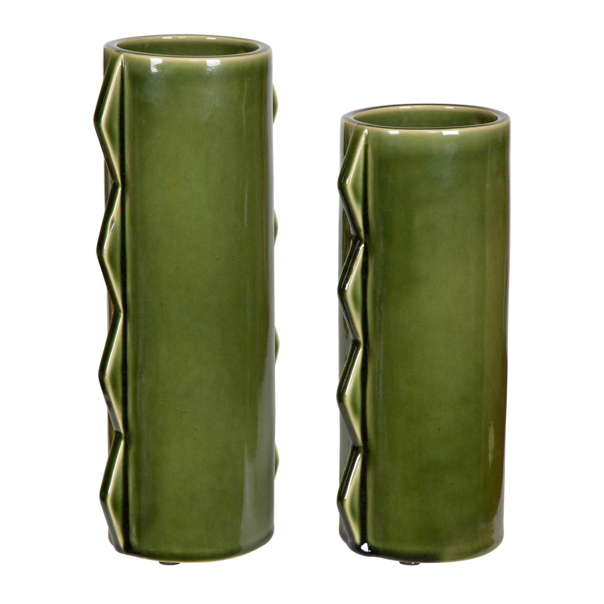 Modern European furniture - Green Ceramic Indoor/Outdoor Vases (2) - www.oroa.com