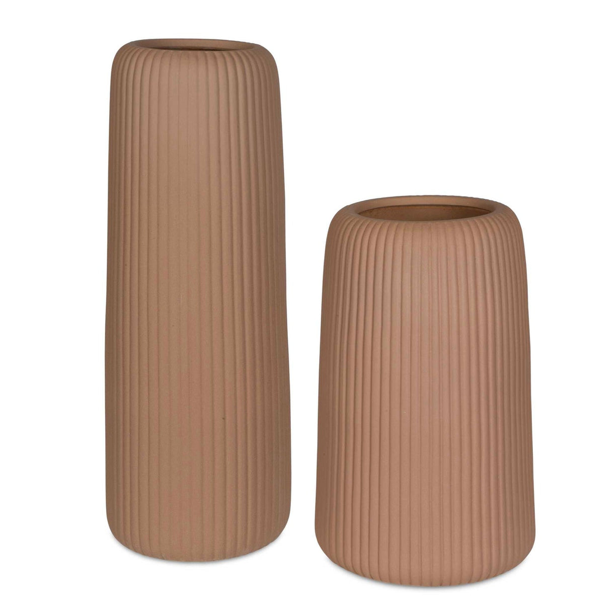 Modern European furniture - Brown Ribbed Indoor/Outdoor Vases (2) - www.oroa.com