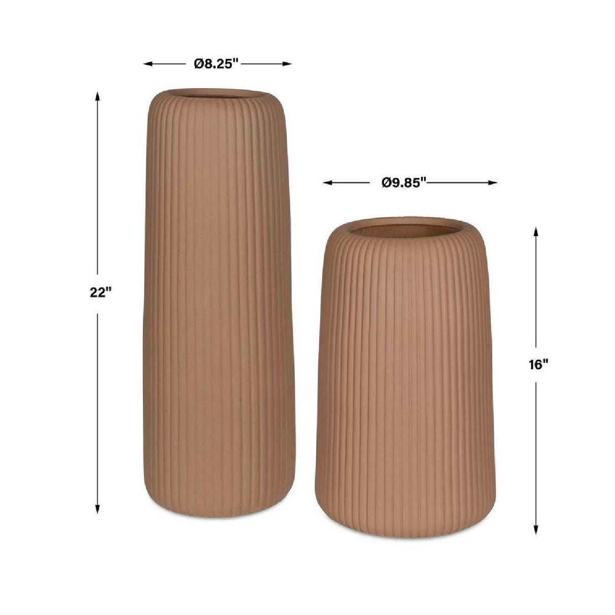 Modern European furniture - Brown Ribbed Indoor/Outdoor Vases (2) - www.oroa.com