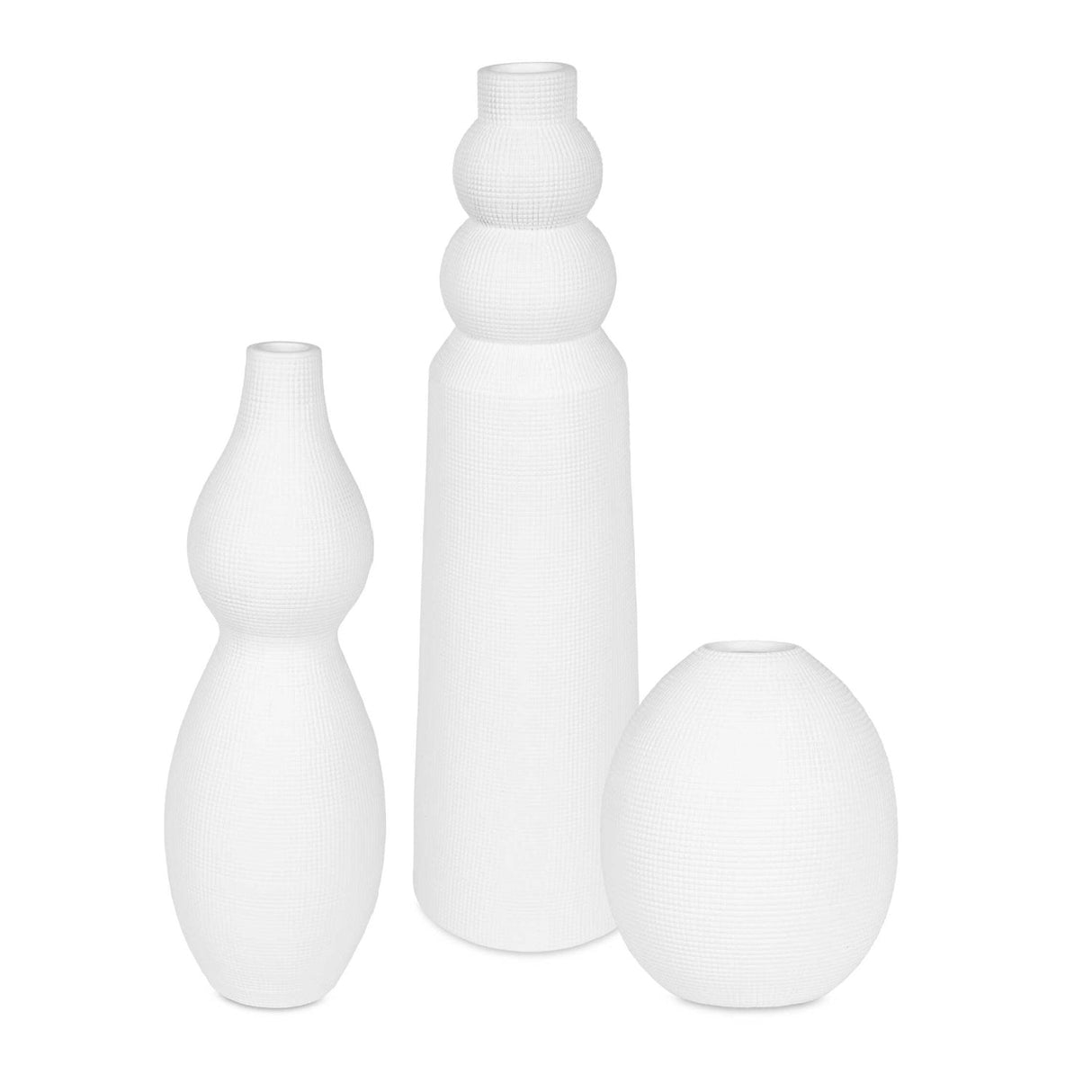 Modern European furniture - White Ceramic Contemporary Indoor/Outdoor Vases (3) - www.oroa.com