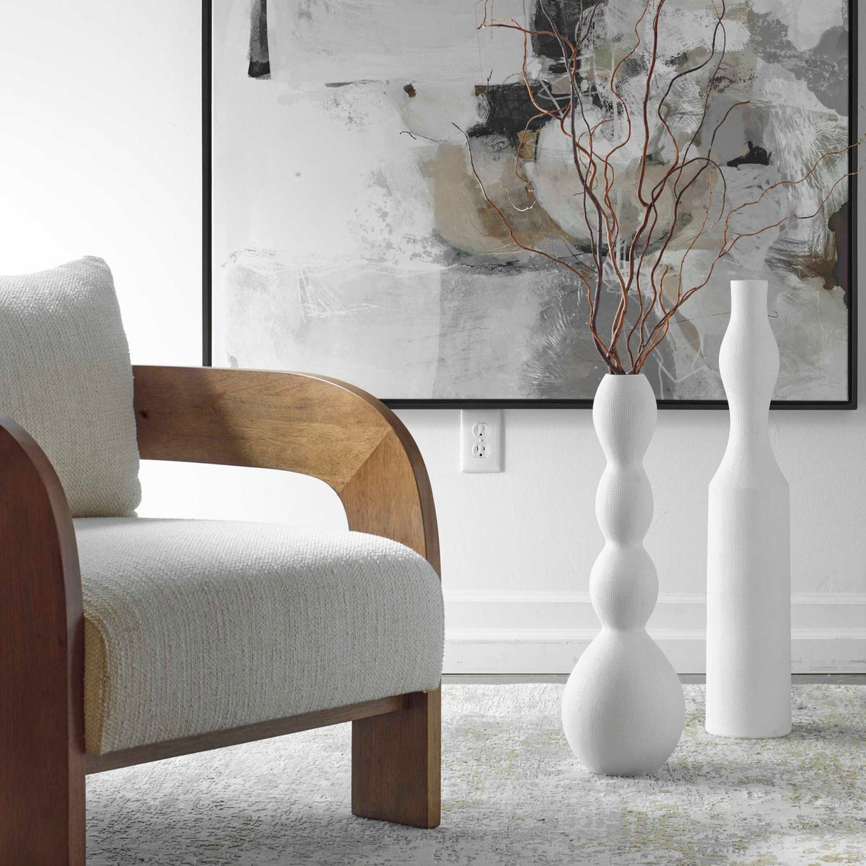 Modern European furniture - Indoor/Outdoor White Ceramic Vases (2) - www.oroa.com