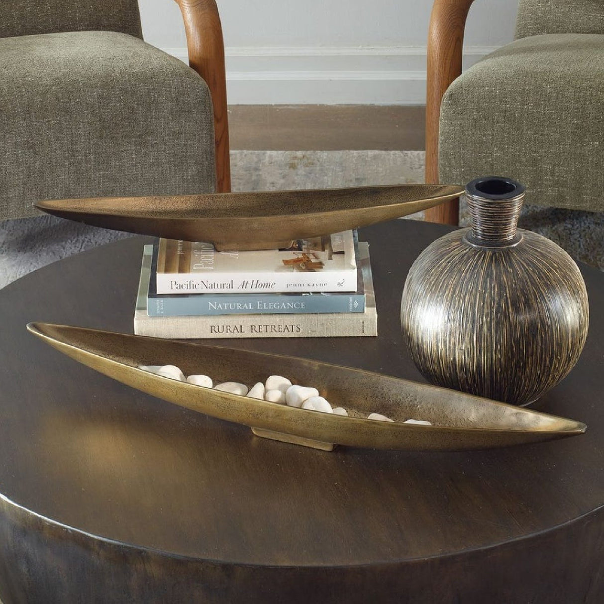 Cast Aluminum Indoor/Outdoor Bowls (2) | Uttermost River Run - www.oroa.com