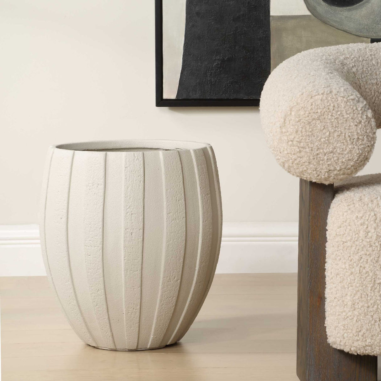 Modern European furniture - White Ridged Indoor/Outdoor Planter - www.oroa.com