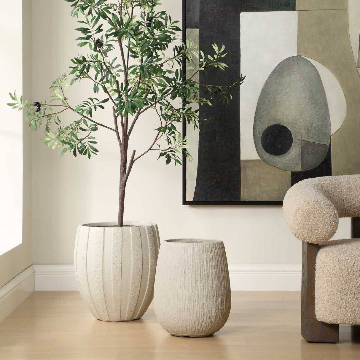 Modern European furniture - White Ridged Indoor/Outdoor Planter - www.oroa.com