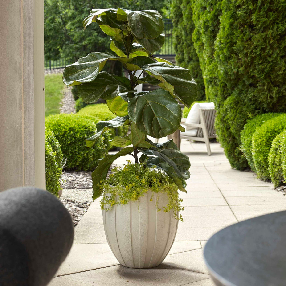 Modern European furniture - White Ridged Indoor/Outdoor Planter - www.oroa.com