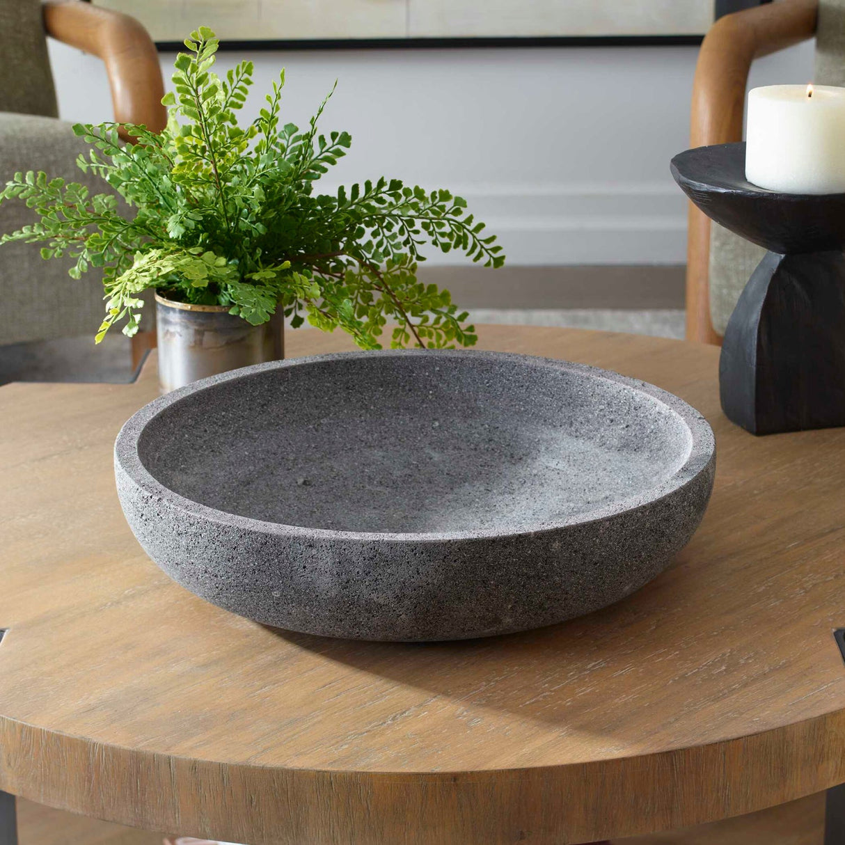 Modern European furniture - Gray Lava Stone Indoor/Outdoor Bowl - www.oroa.com