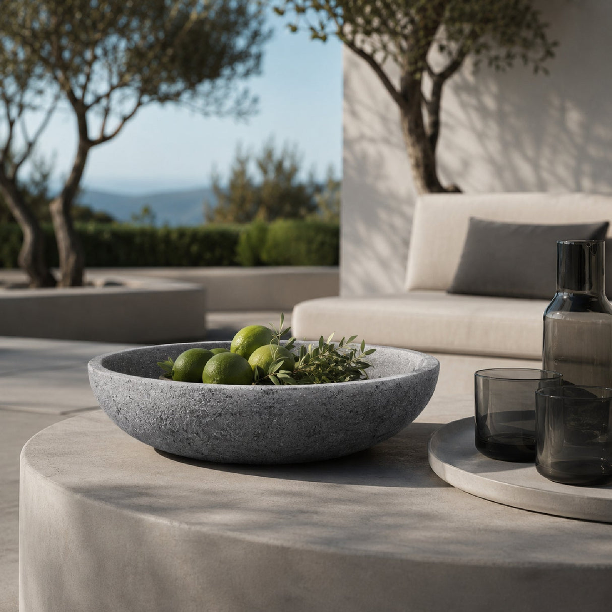Modern European furniture - Gray Lava Stone Indoor/Outdoor Bowl - www.oroa.com
