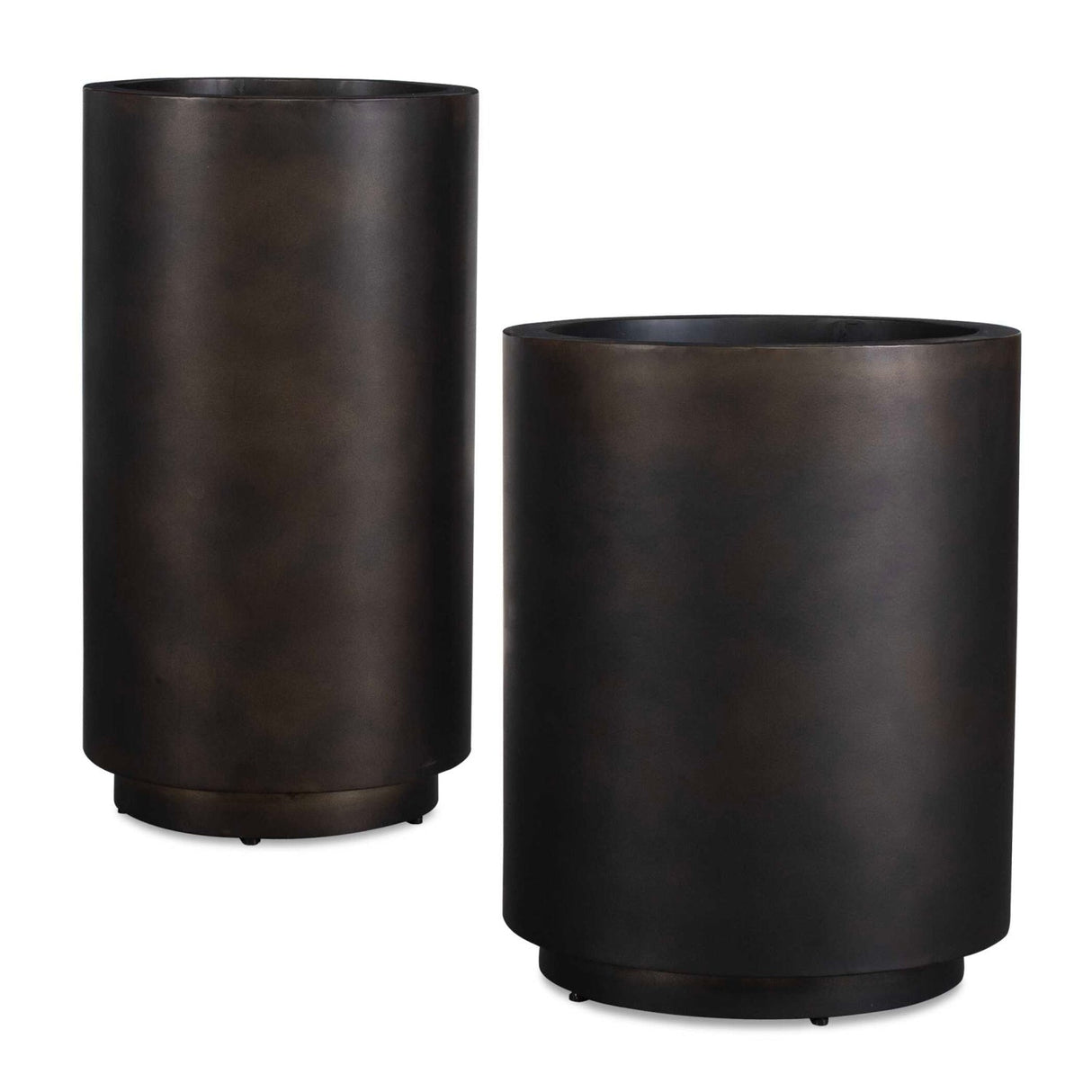 Modern European furniture - Bronze Cylindrical Indoor/Outdoor Planters (2) - www.oroa.com