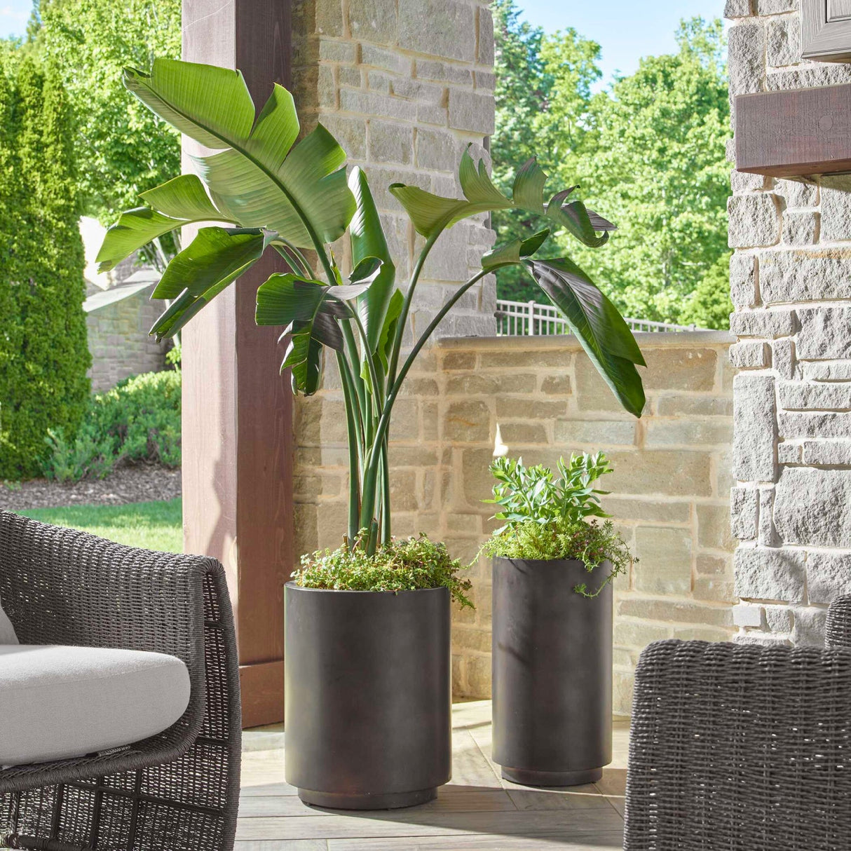 Modern European furniture - Bronze Cylindrical Indoor/Outdoor Planters (2) - www.oroa.com