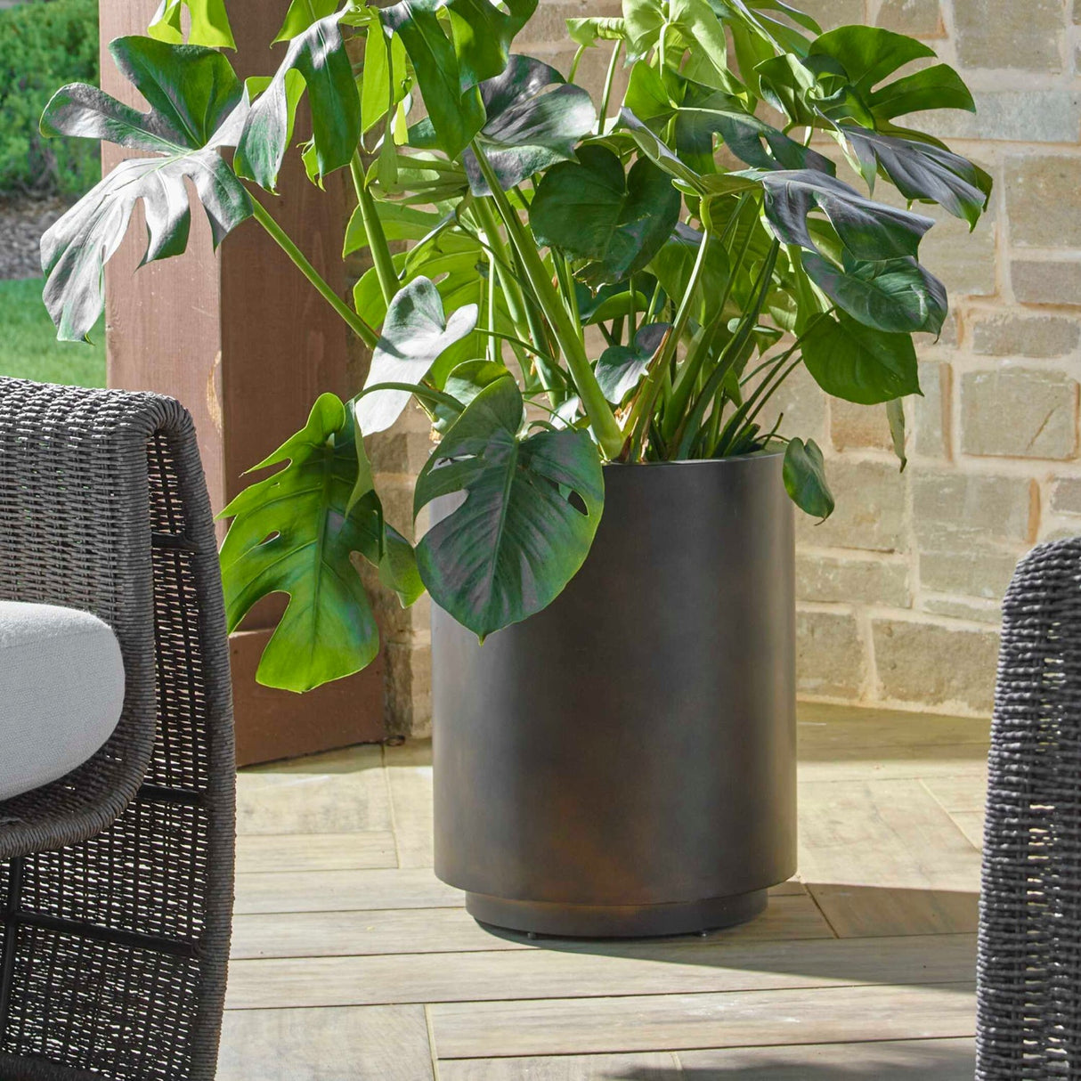 Modern European furniture - Bronze Cylindrical Indoor/Outdoor Planters (2) - www.oroa.com