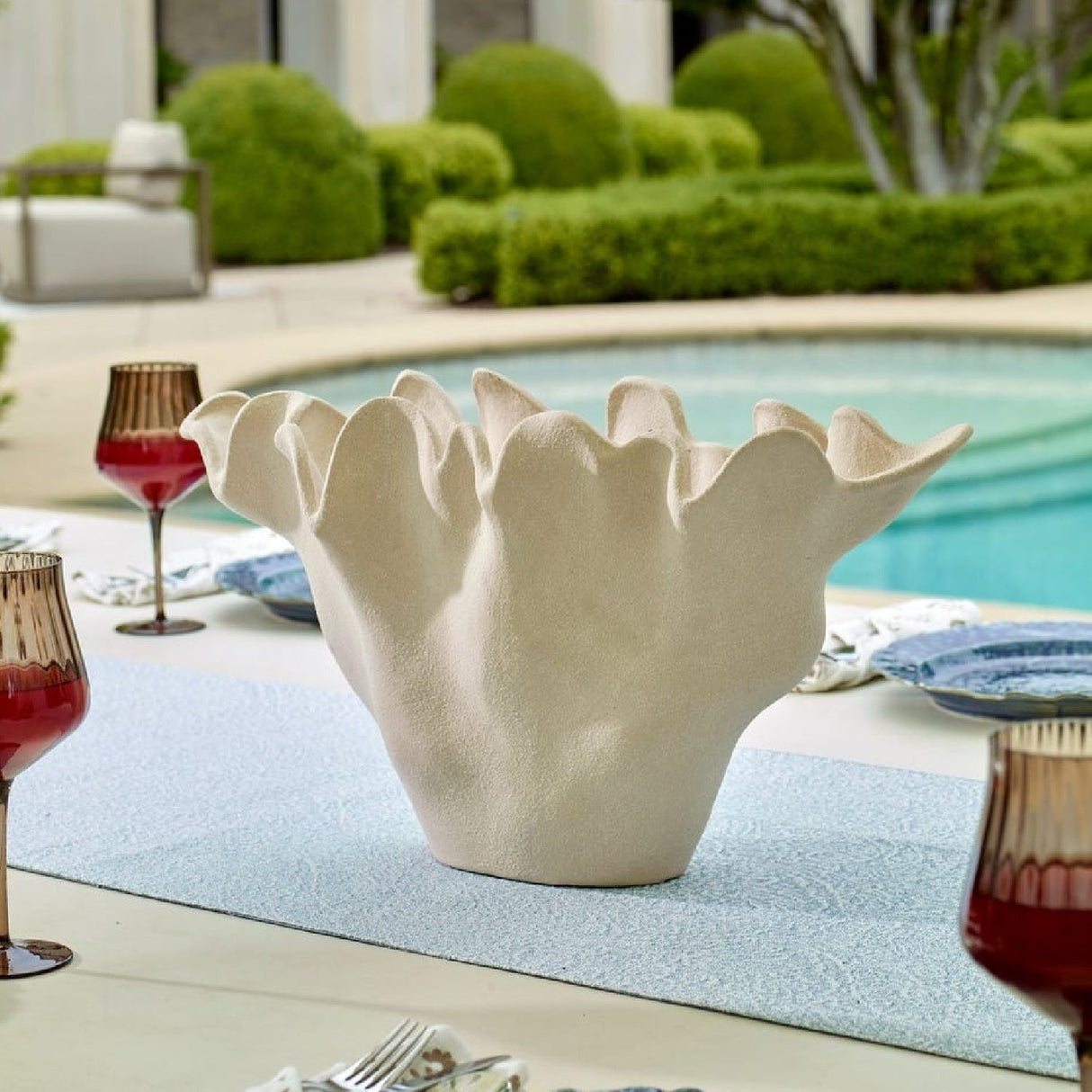 White Ceramic Indoor/Outdoor Bowl | Uttermost Sand Dune - www.oroa.com