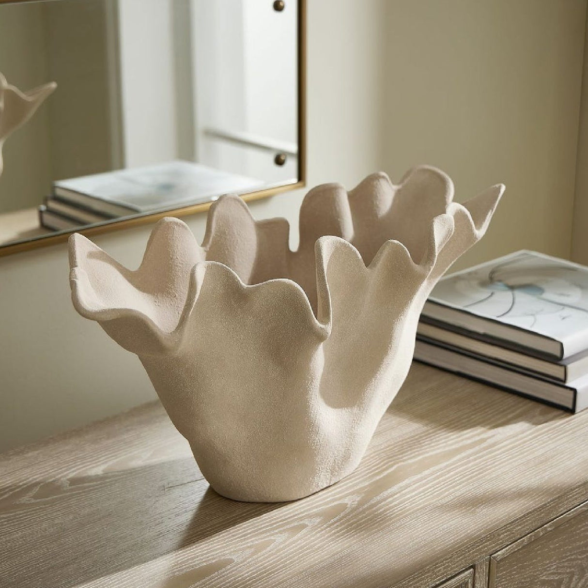 White Ceramic Indoor/Outdoor Bowl | Uttermost Sand Dune - www.oroa.com