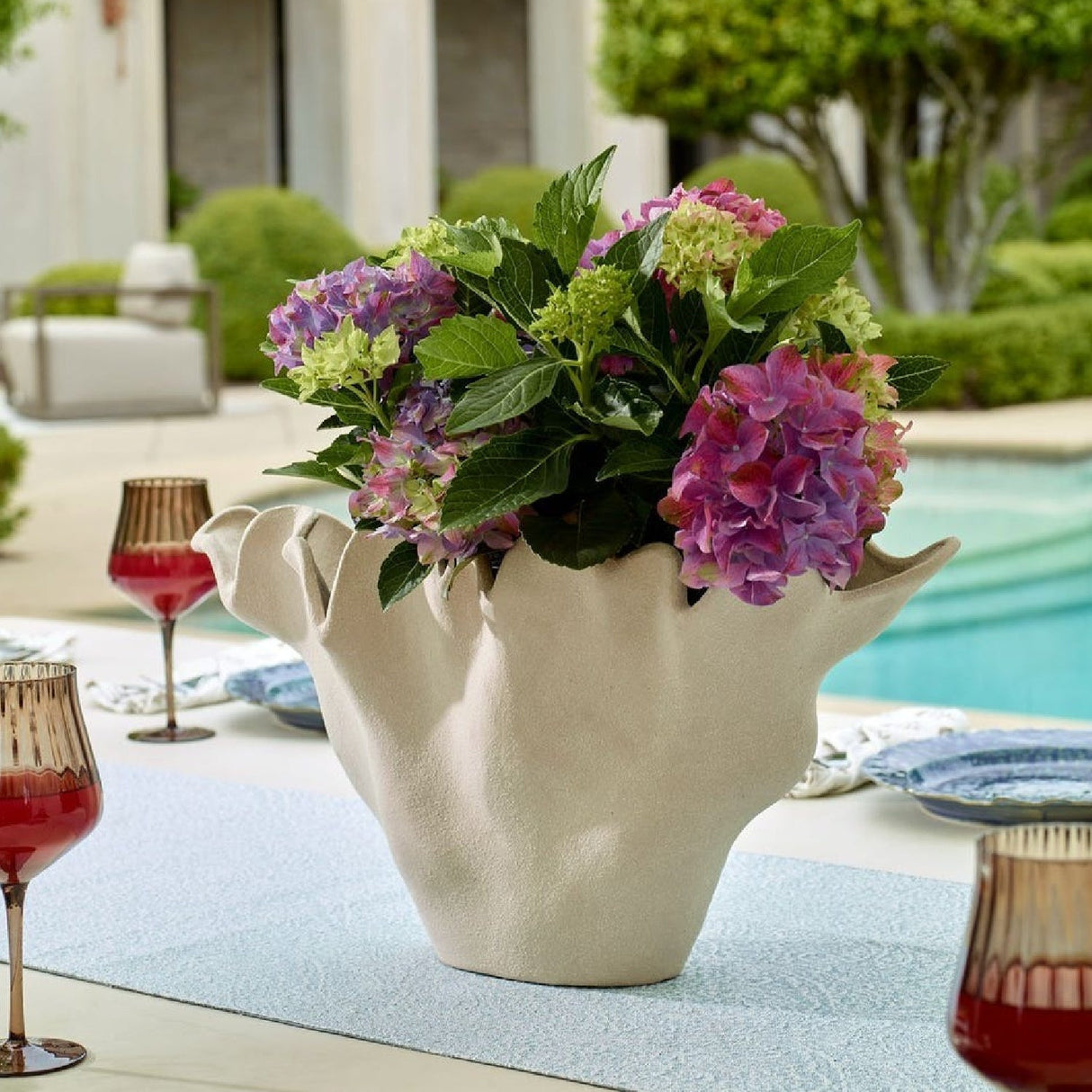 White Ceramic Indoor/Outdoor Bowl | Uttermost Sand Dune - www.oroa.com