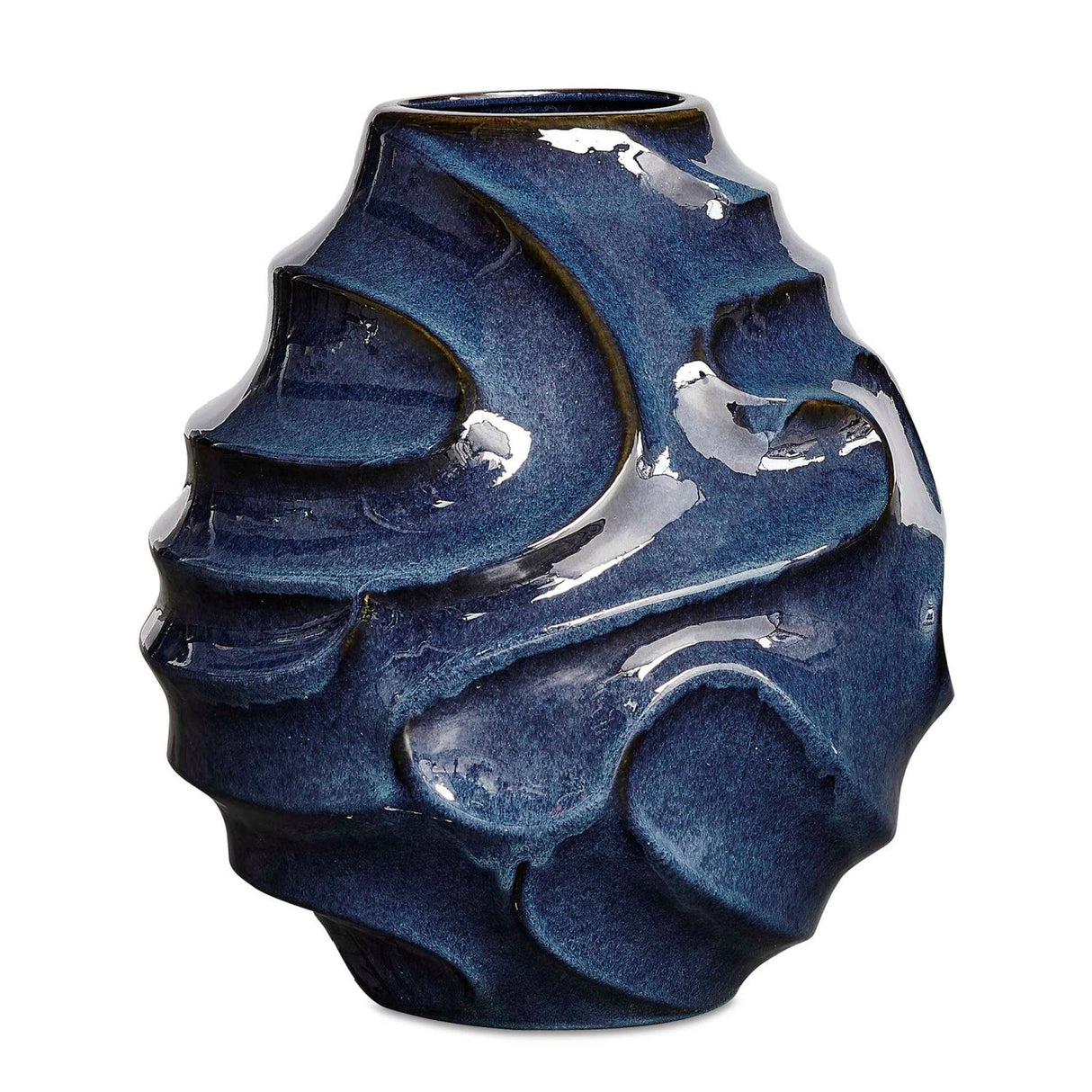 Modern European furniture - Blue Ceramic Indoor/Outdoor Vase - www.oroa.com