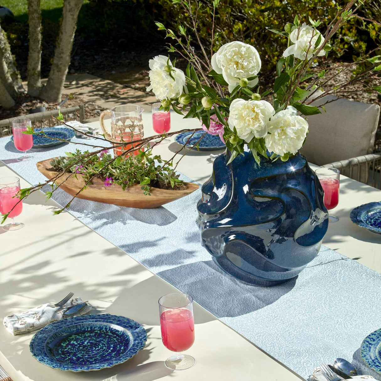 Modern European furniture - Blue Ceramic Indoor/Outdoor Vase - www.oroa.com