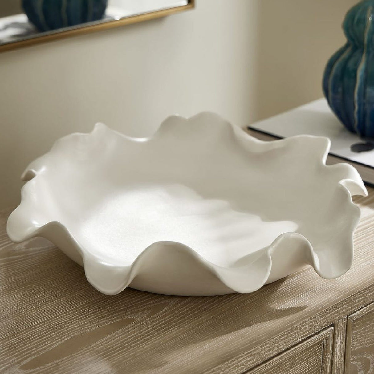 Organic-Shaped Ceramic Indoor/Outdoor Bowl | Uttermost Wave Crest - www.oroa.com