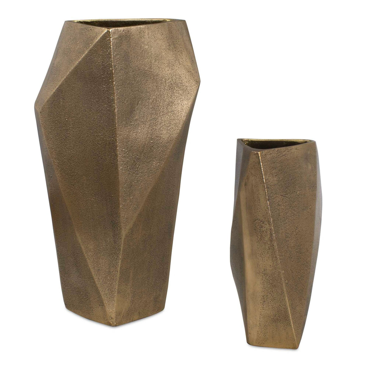 Modern European furniture - Faceted Brass Indoor/Outdoor Vases (2) - www.oroa.com