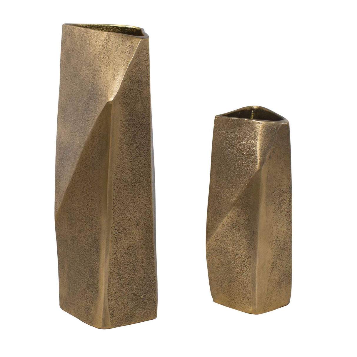 Modern European furniture - Faceted Brass Indoor/Outdoor Vases (2) - www.oroa.com