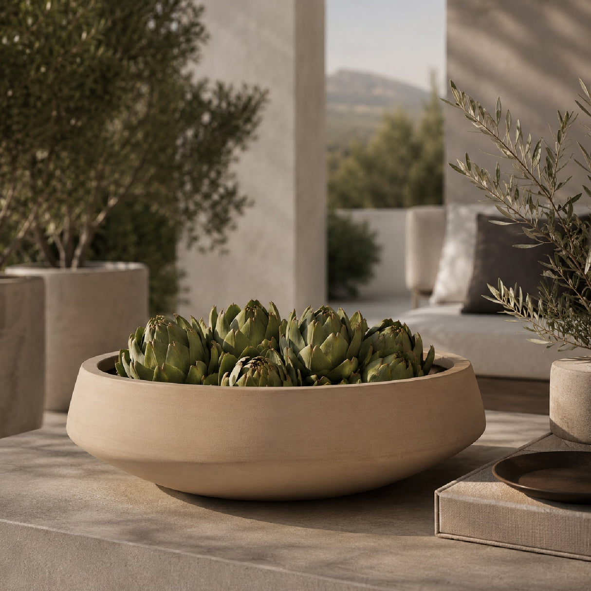 Textured Earthenware Indoor/Outdoor Bowl – Sienna Scape – alternate view 8