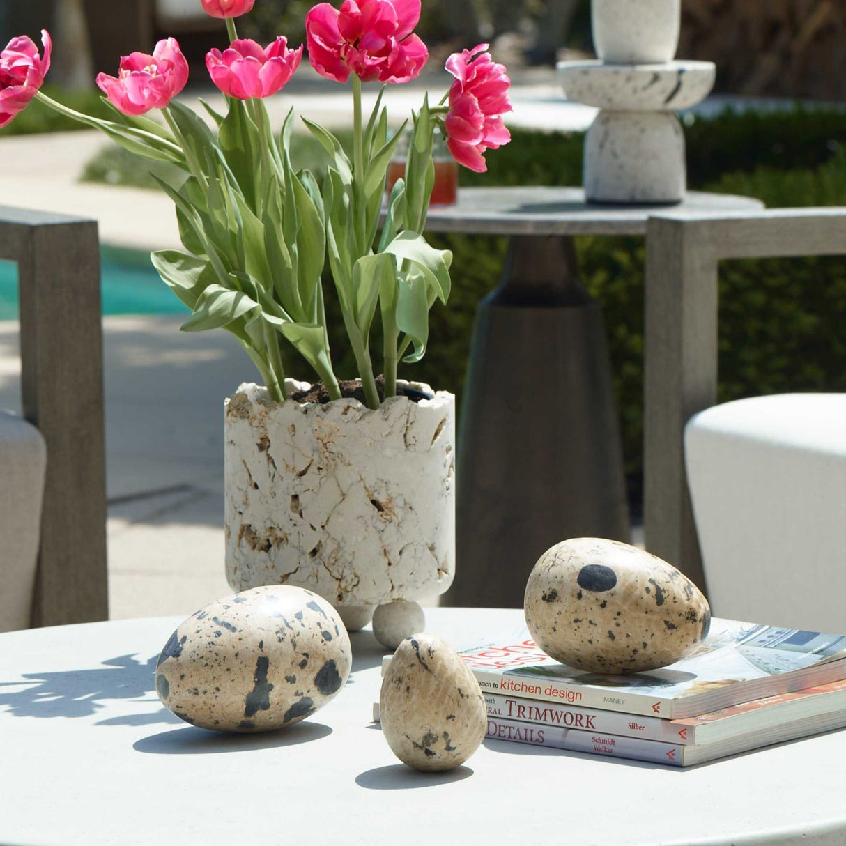 Modern European furniture - Speckled Stone Indoor/Outdoor Egg Sculptures (3) - www.oroa.com