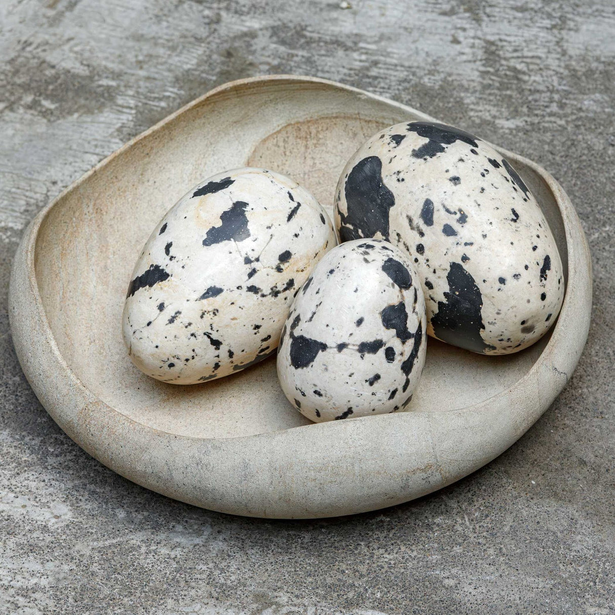 Modern European furniture - Speckled Stone Indoor/Outdoor Egg Sculptures (3) - www.oroa.com