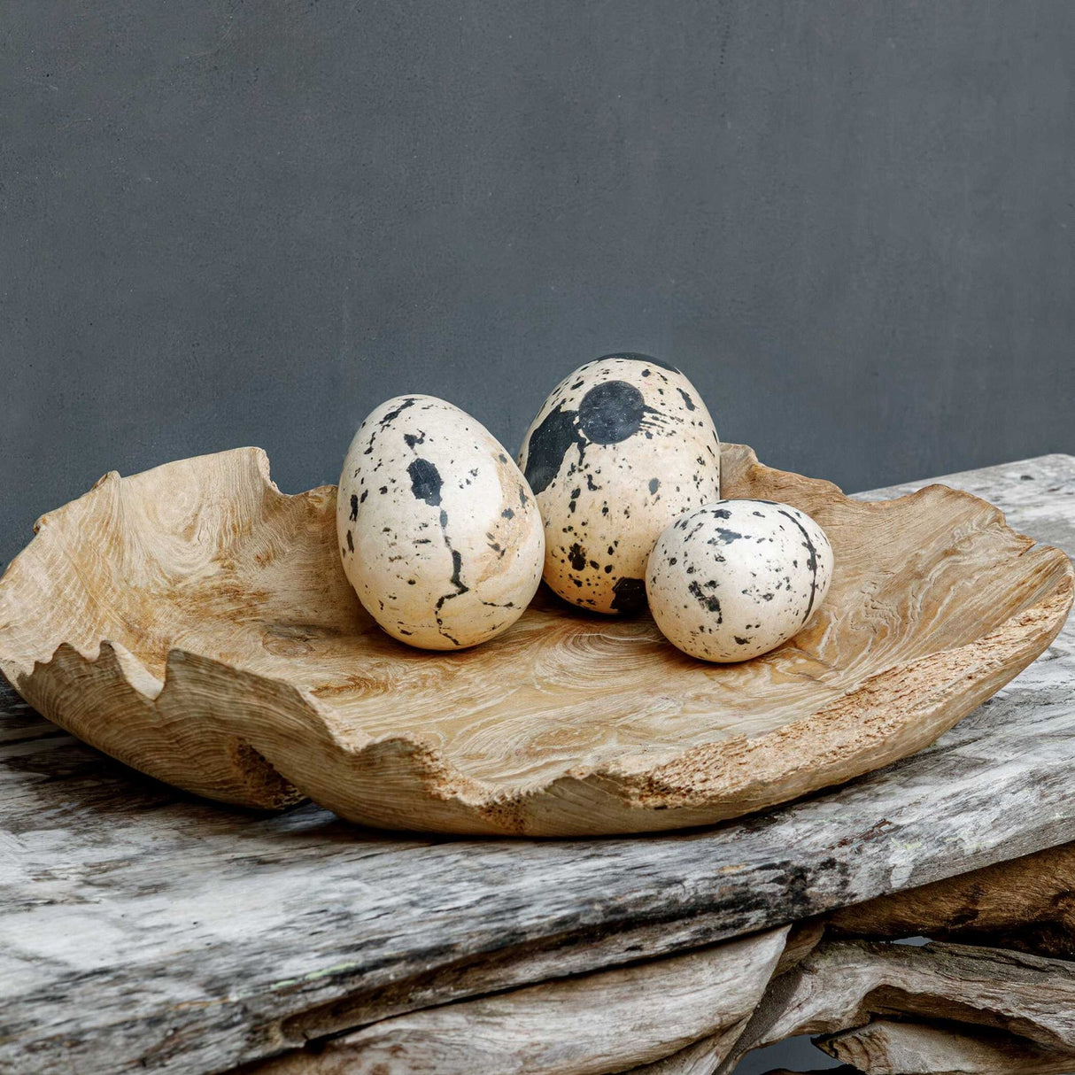 Modern European furniture - Speckled Stone Indoor/Outdoor Egg Sculptures (3) - www.oroa.com