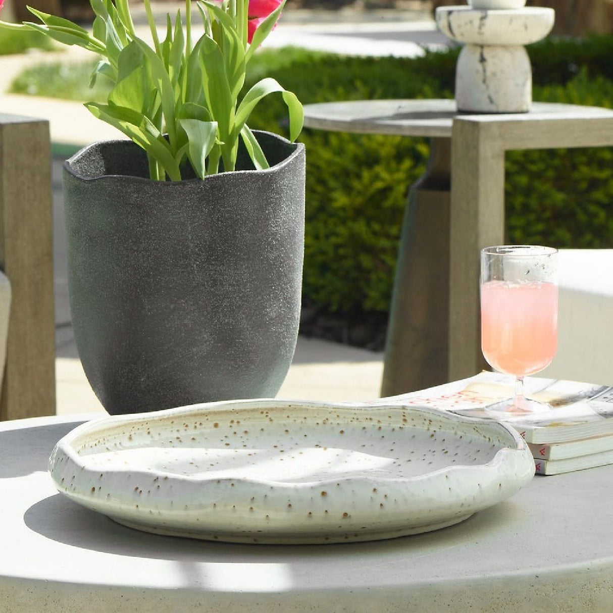 Modern European furniture - Pitted Earthenware Indoor/Outdoor Bowl - www.oroa.com