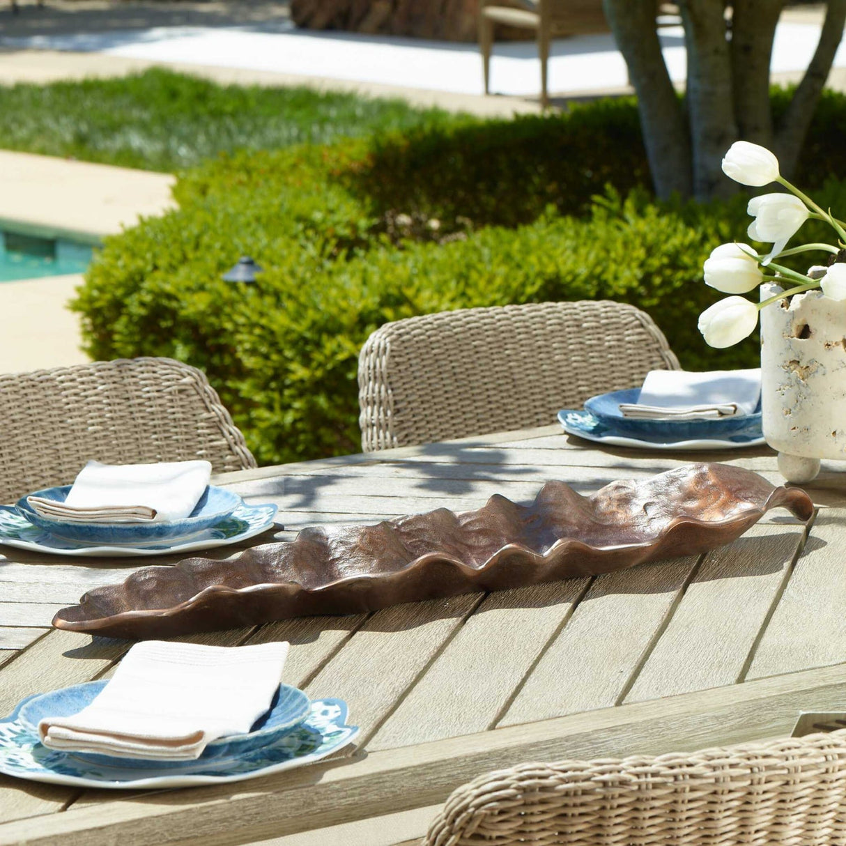Modern European furniture - Leaf-Inspired Bronze Indoor/Outdoor Tray - www.oroa.com