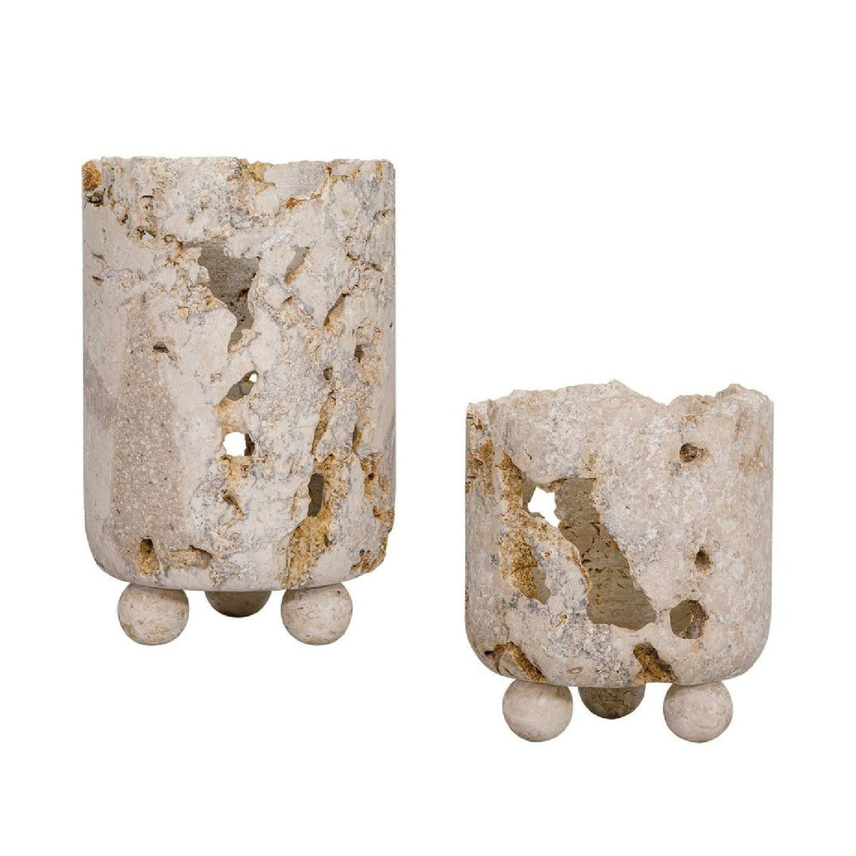 Carved Stone Indoor/Outdoor Candle Holders (2) | Uttermost Quarried - www.oroa.com