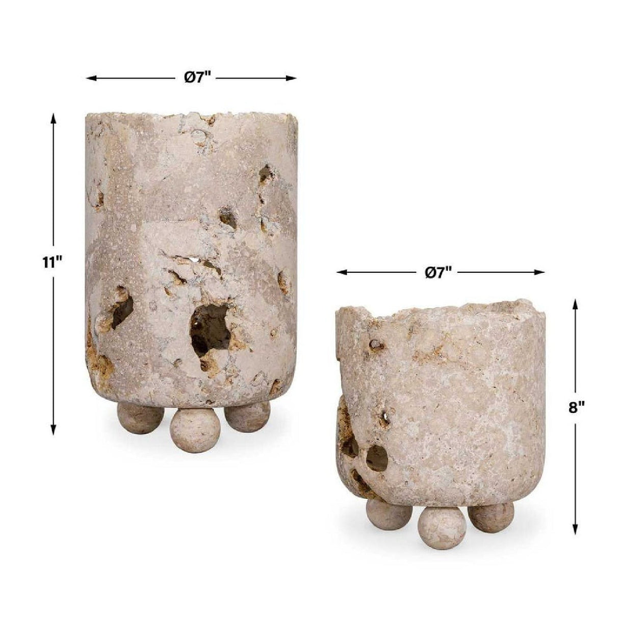 Carved Stone Indoor/Outdoor Candle Holders (2) | Uttermost Quarried - www.oroa.com