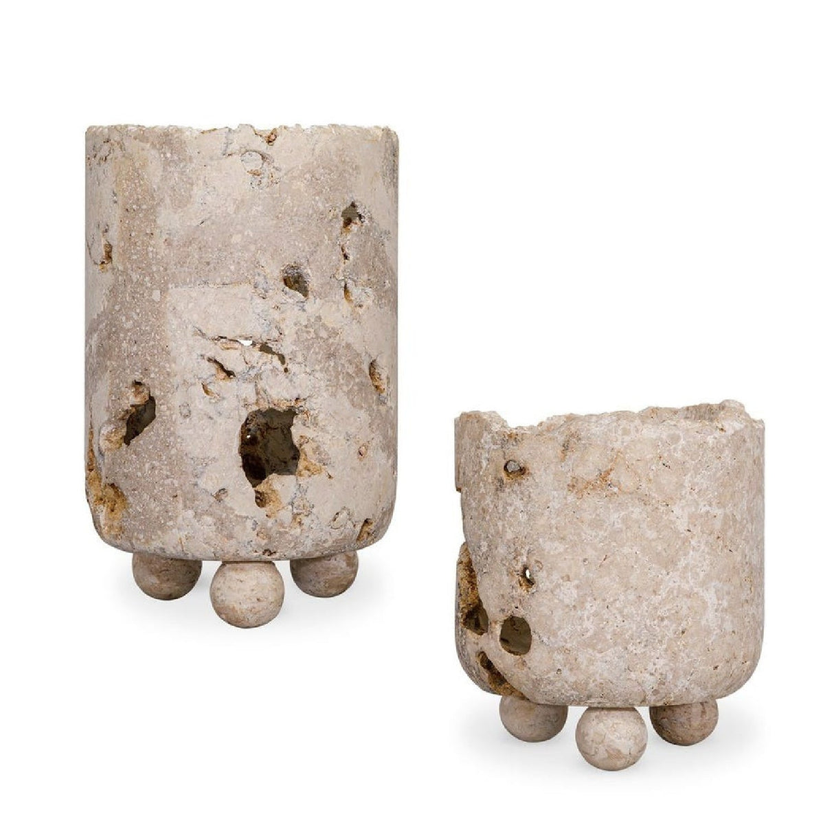 Carved Stone Indoor/Outdoor Candle Holders (2) | Uttermost Quarried - www.oroa.com