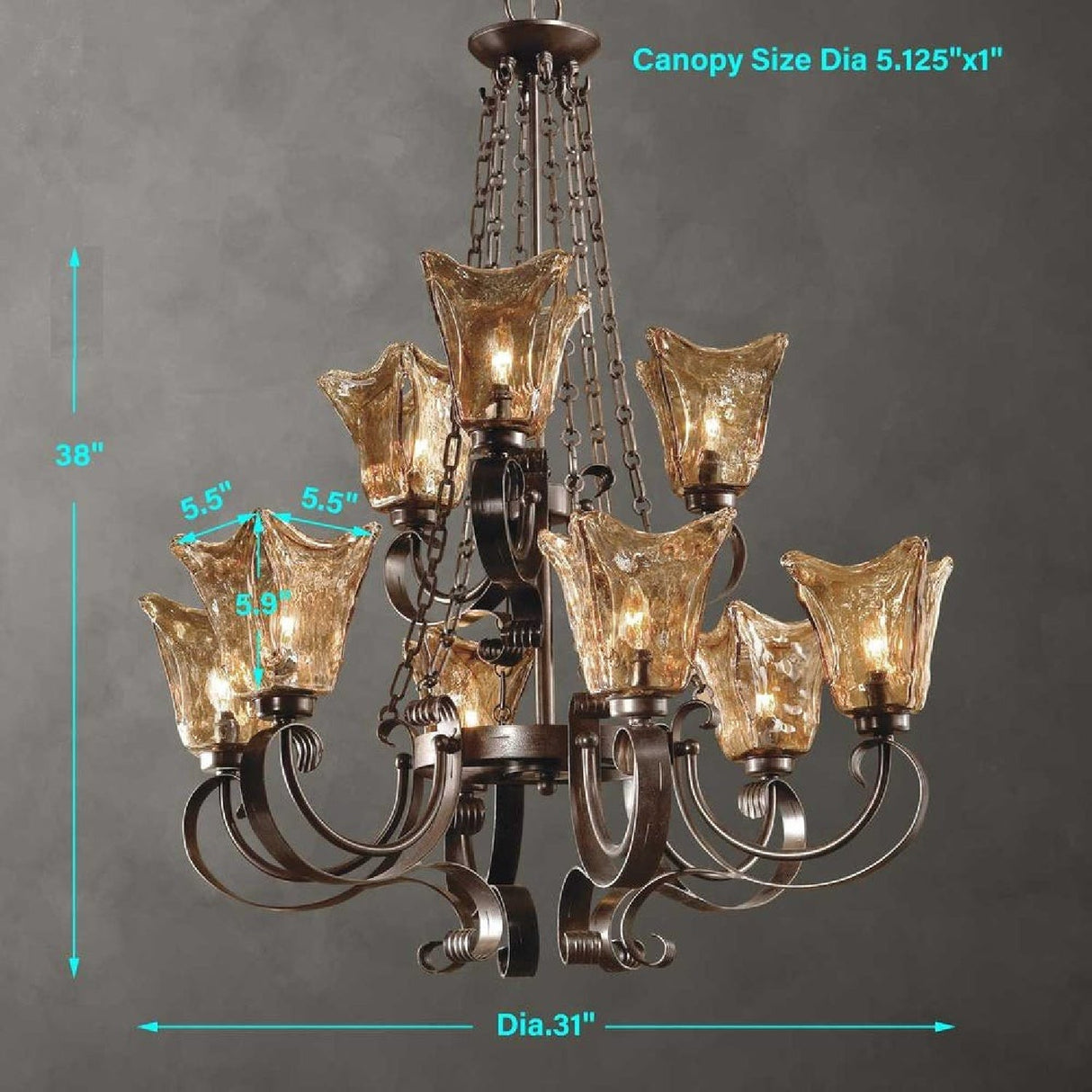 Handmade Glass 9-Light Chandelier | Uttermost Vetraio - www.oroa.com