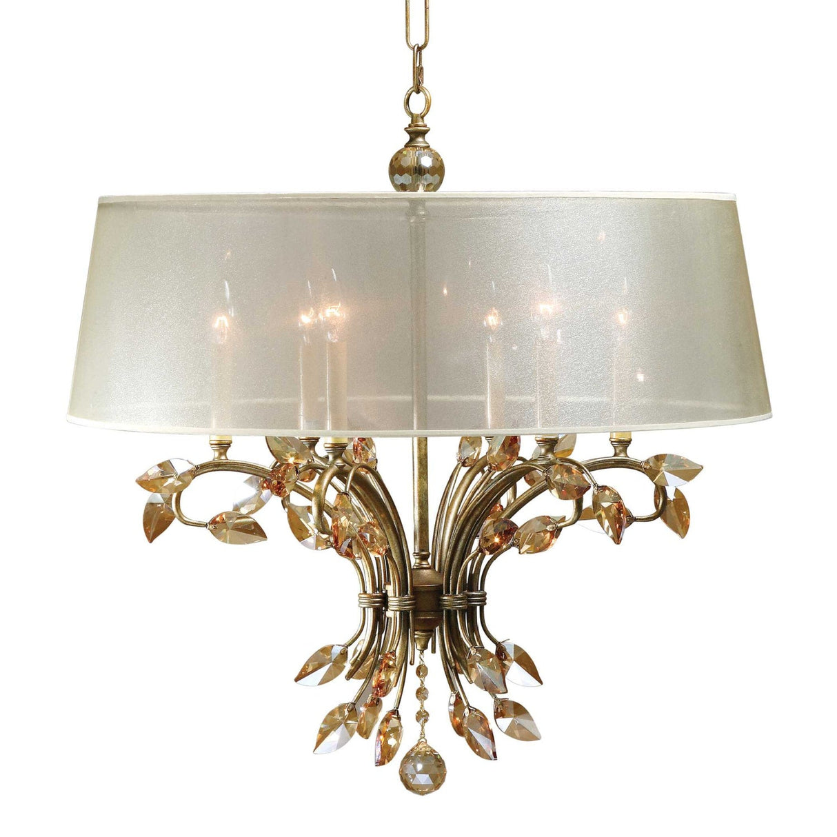 Modern European furniture - Gold Crystal Leaves 6-Light Chandelier - www.oroa.com