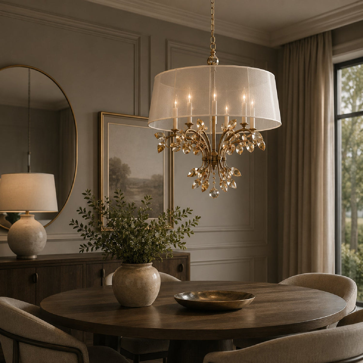 Modern European furniture - Gold Crystal Leaves 6-Light Chandelier - www.oroa.com