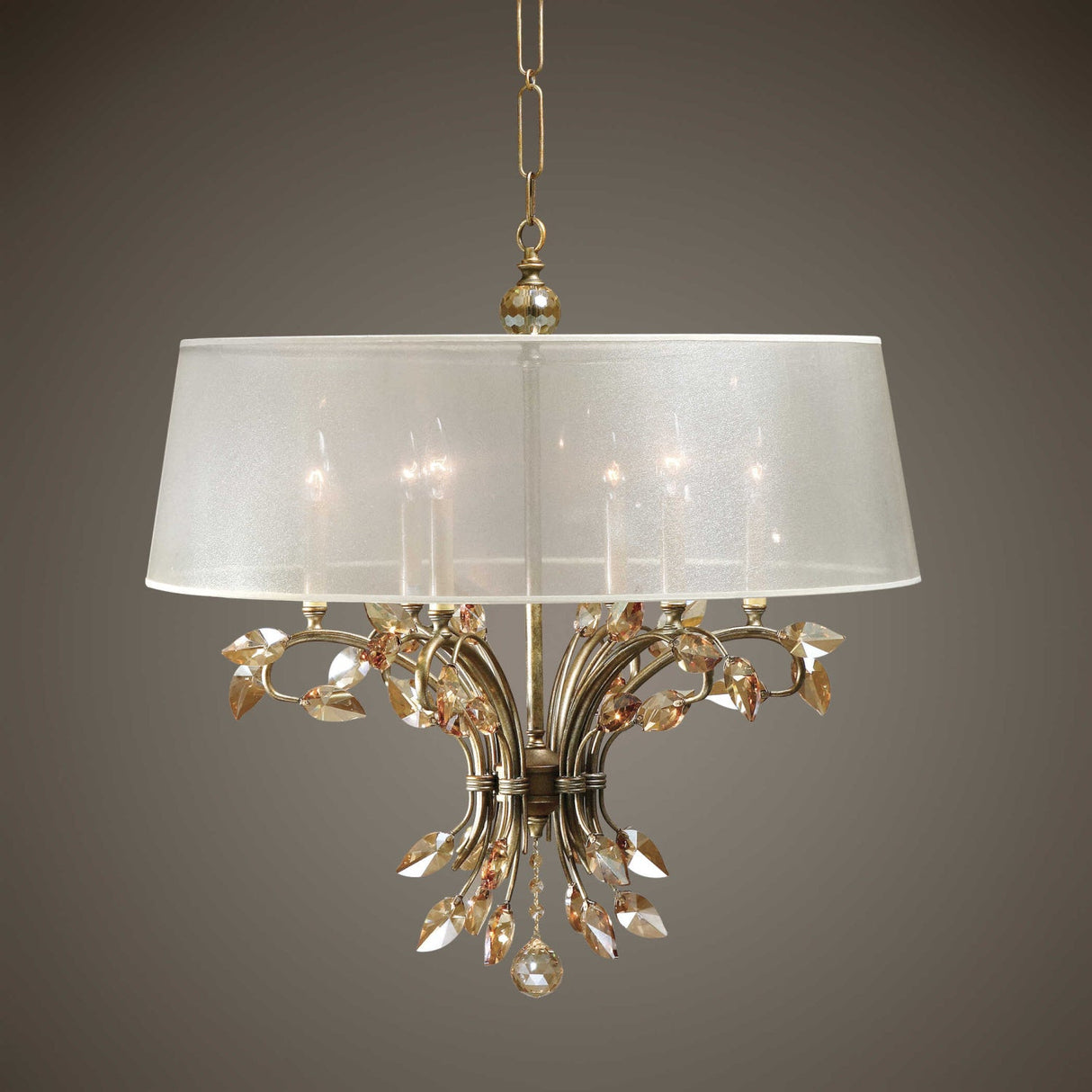 Modern European furniture - Gold Crystal Leaves 6-Light Chandelier - www.oroa.com