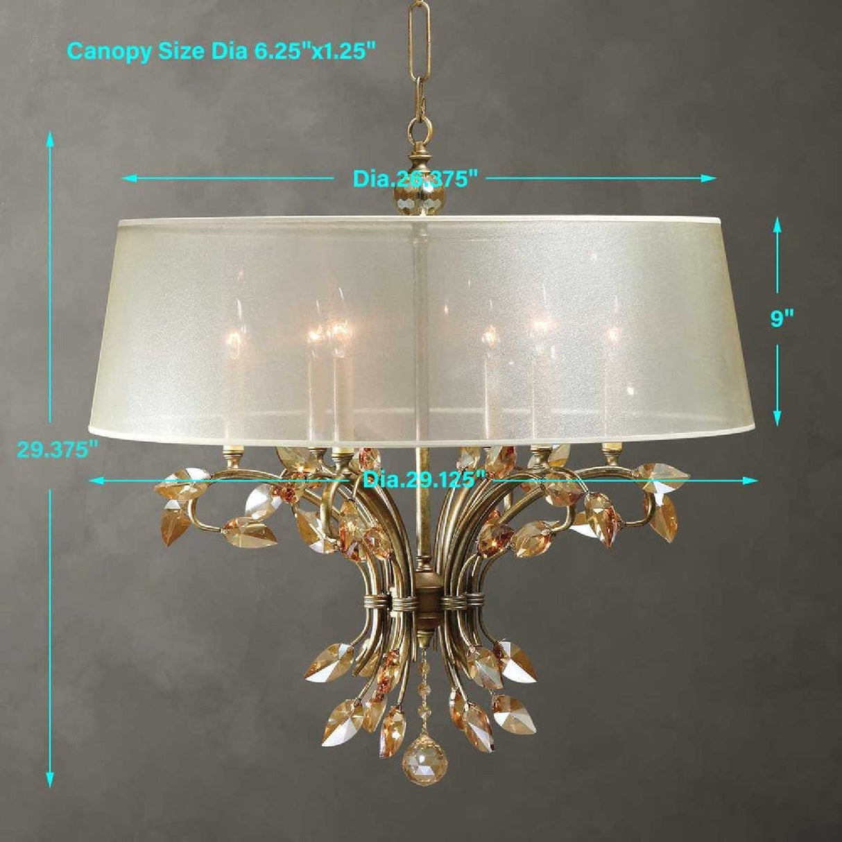 Modern European furniture - Gold Crystal Leaves 6-Light Chandelier - www.oroa.com