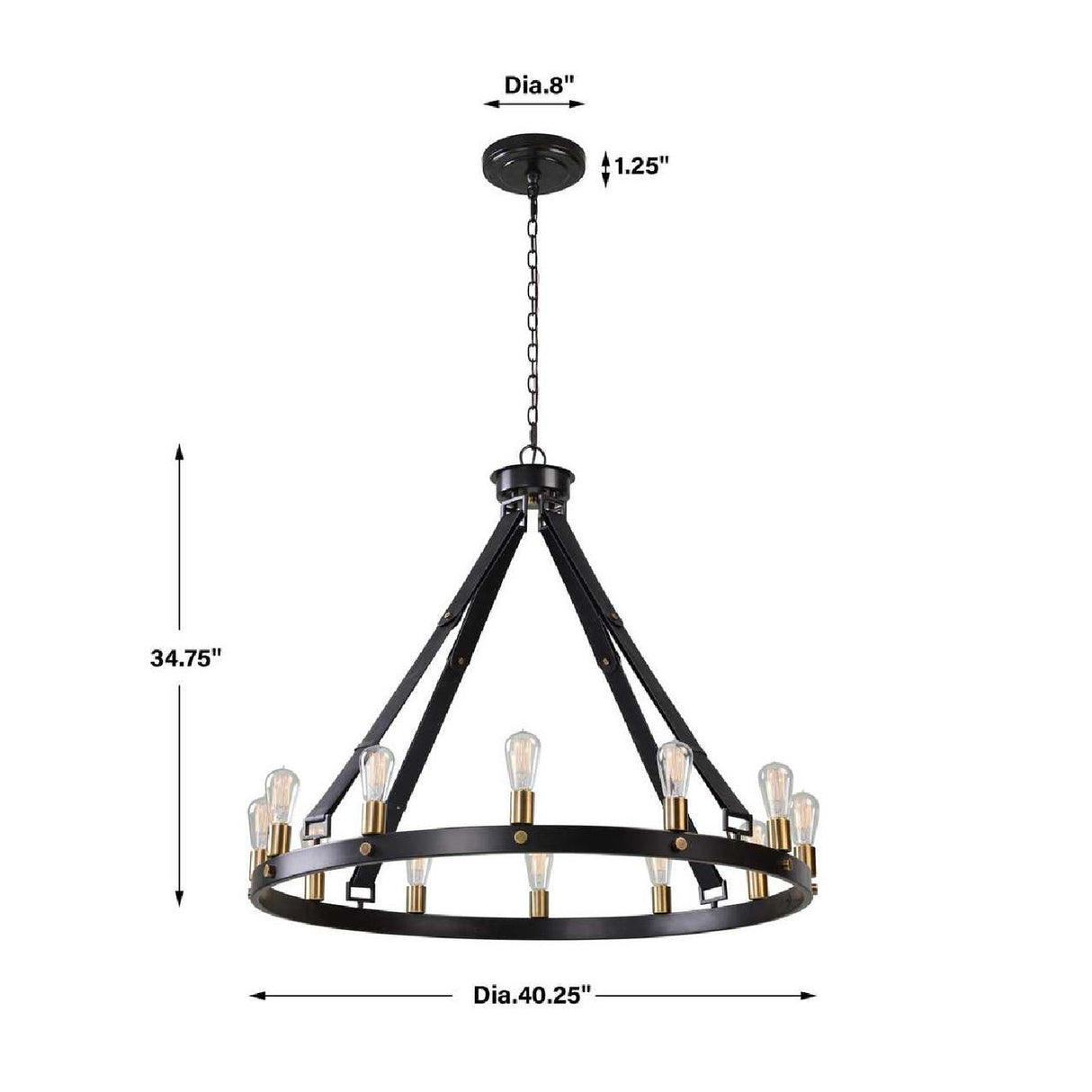 Round Bronze 12-Light Chandelier | Uttermost Marlow
