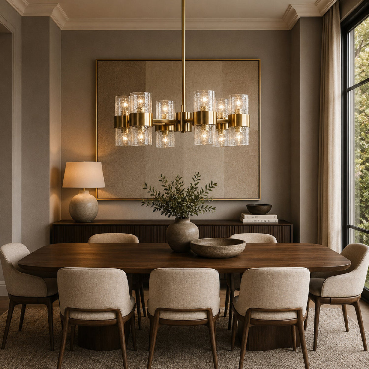 Modern European furniture - Glass Cylinders 12-Light Chandelier - www.oroa.com