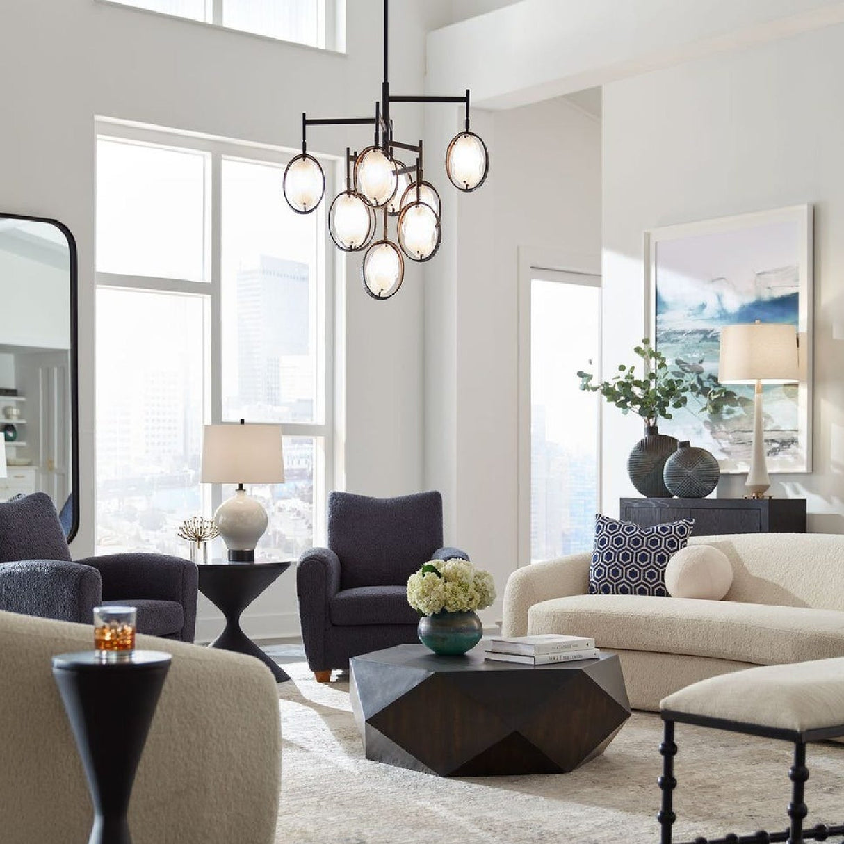 Bronze Framed Glass Chandelier | Uttermost Maxin - www.oroa.com