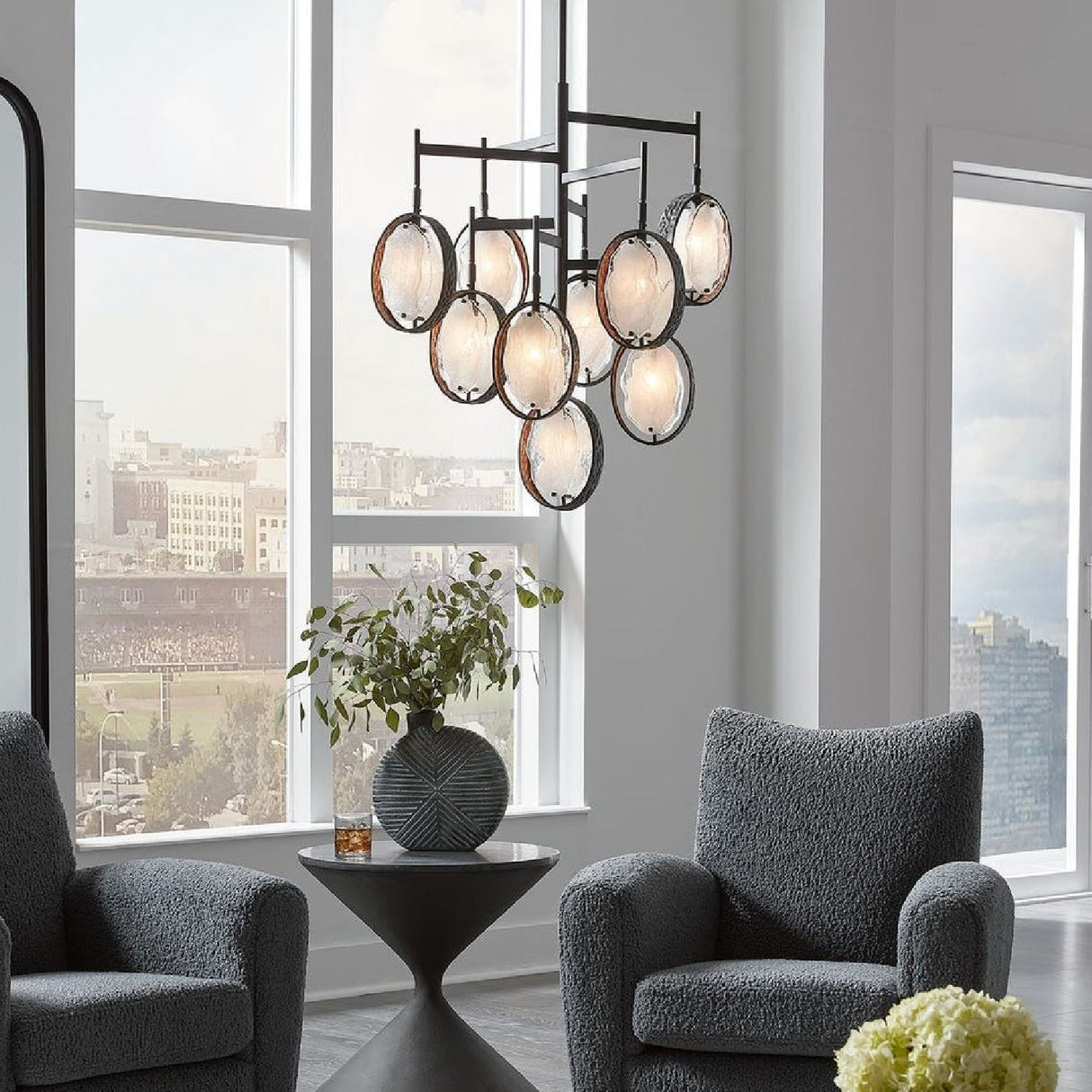 Bronze Framed Glass Chandelier | Uttermost Maxin - www.oroa.com