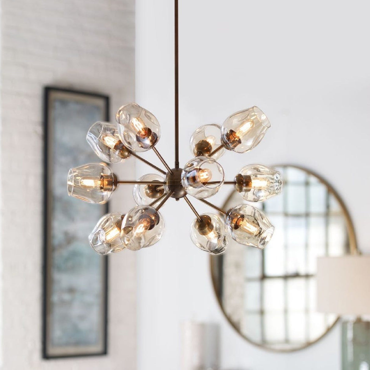 Dimpled Glass 12-Light Chandelier | Uttermost Chet - www.oroa.com