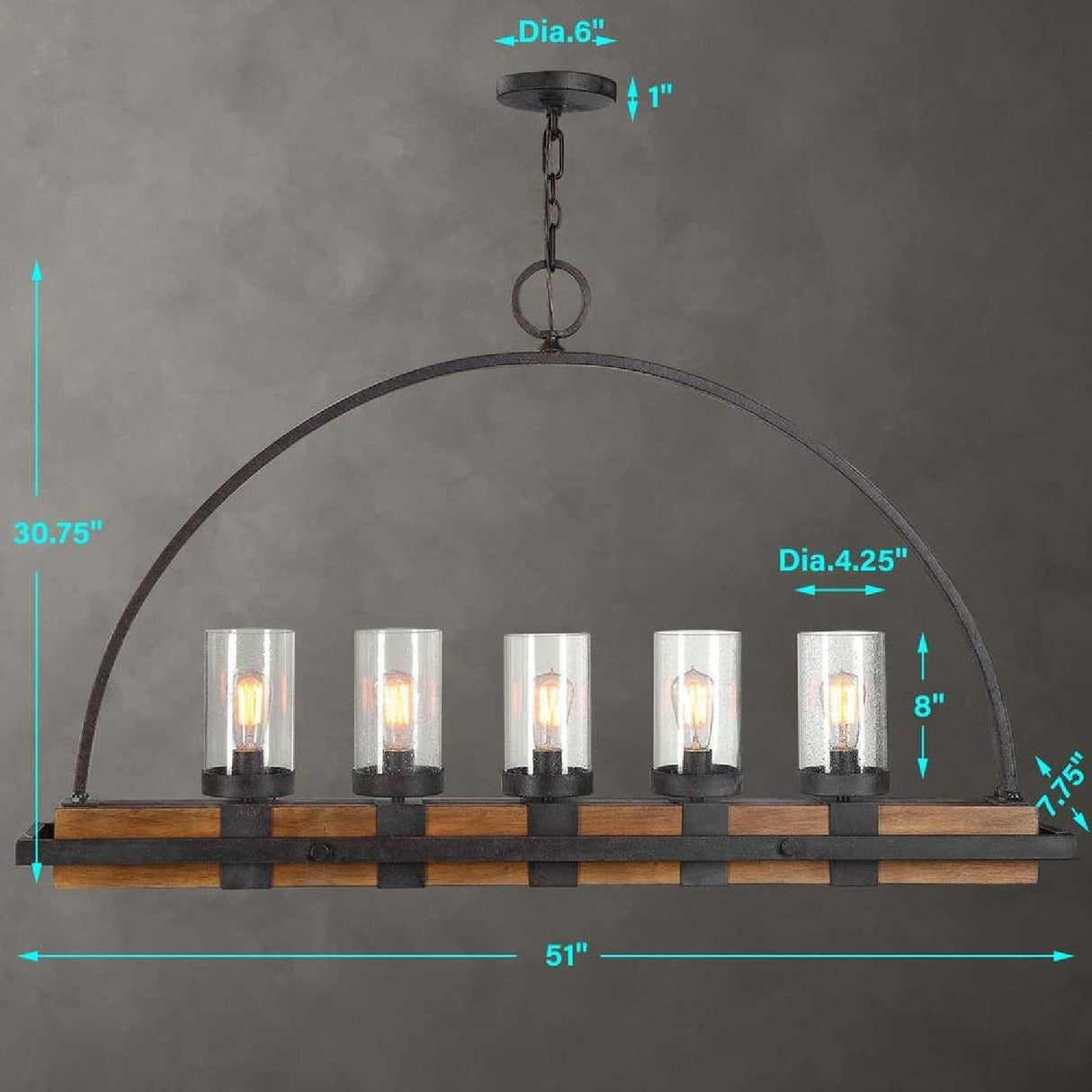 Seeded Glass 5-Light Island Lamp | Uttermost Atwood - www.oroa.com