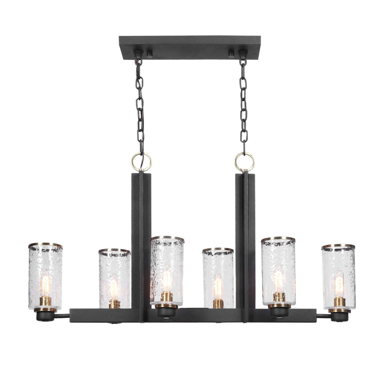 Modern European furniture - Black Framed 6-Light Island Lamp - www.oroa.com