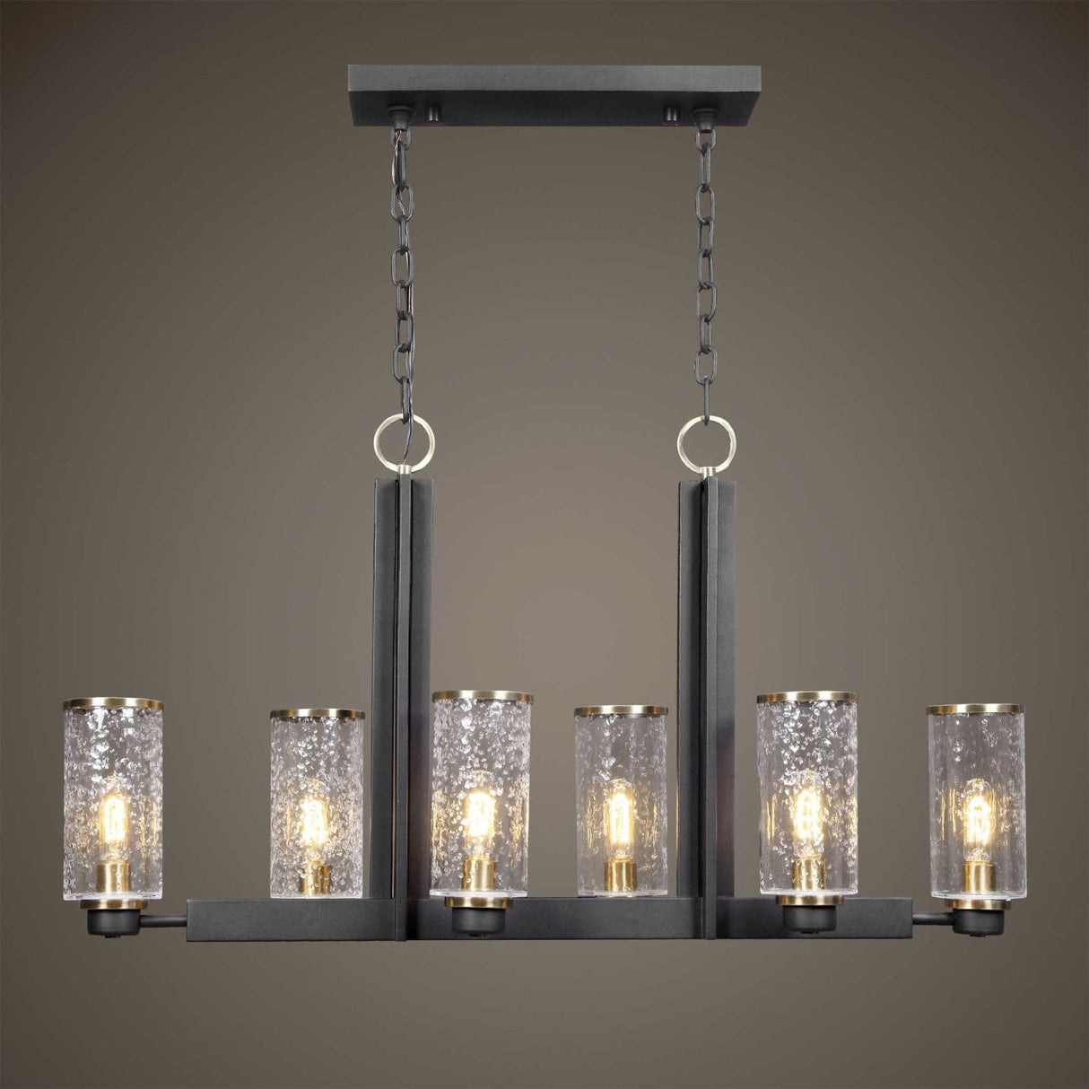 Modern European furniture - Black Framed 6-Light Island Lamp - www.oroa.com